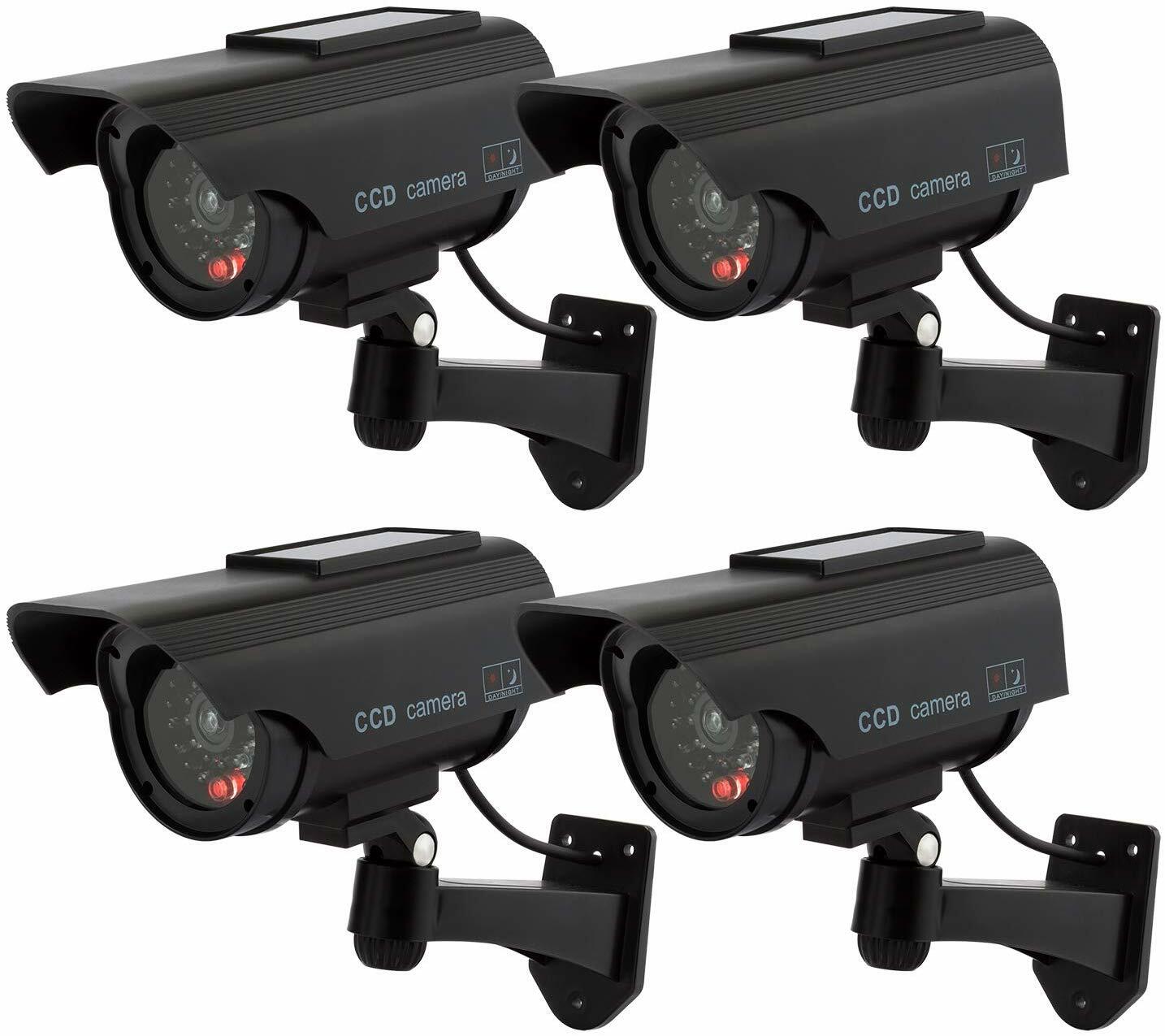 Dummy CCTV Security Camera LED Light Indoor Outdoor Surveillance Kit Solar Power