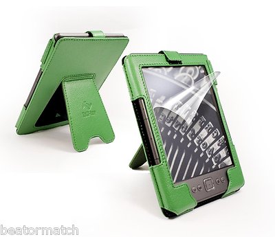 Tuff Luv Case Cover Kick Stand Amazon Kindle 4 6" E-Ink Screen Protector Kit New