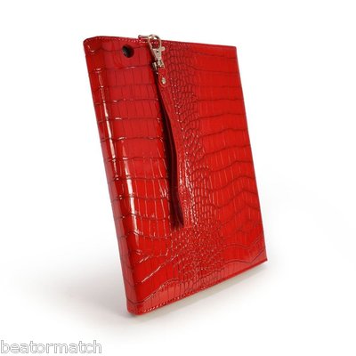 Tuff-Luv Patent Croc Leather Purse New iPad Case Cover Stand Retina Red 17_12