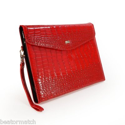 Tuff-Luv Patent Croc Leather Purse New iPad Case Cover Stand Retina Red 17_12