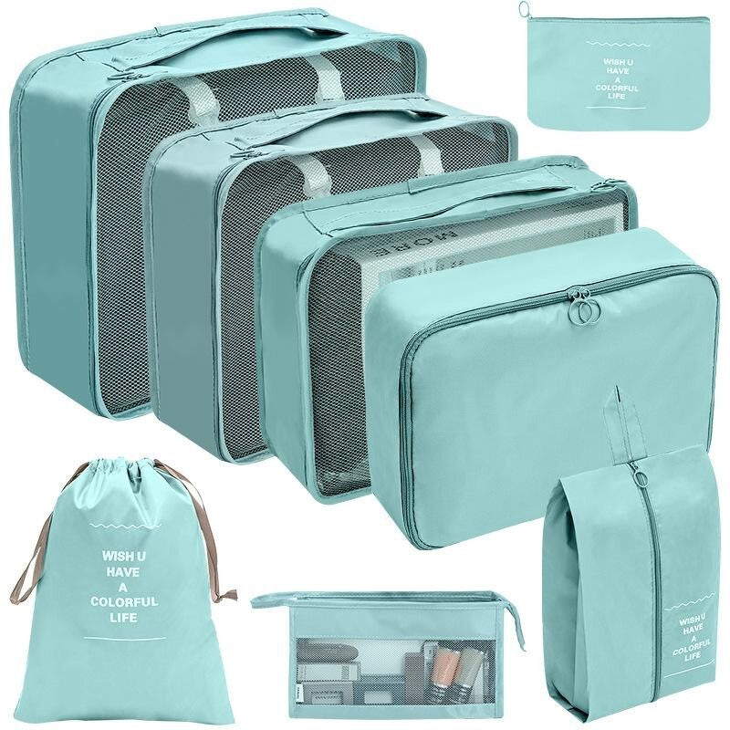 8 PCS Packing Cubes Luggage Storage Organiser Travel Compression Suitcase Bags