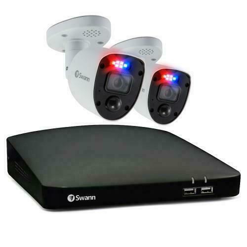 Swann CCTV Kit DVR5680 4 Channel 4K UHD 1TB HDD Enforcer Warning Light 2 Camera