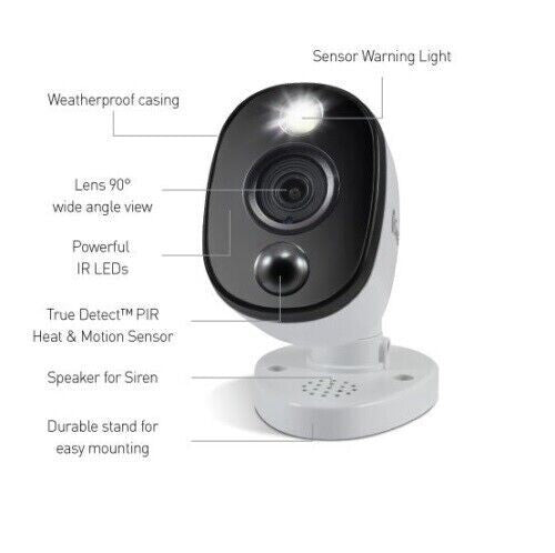 Swann 4K CCTV Camera Kit DVR 8-5680 8 Channel 1TB 4 x PRO-4KWLB Spotlight Siren