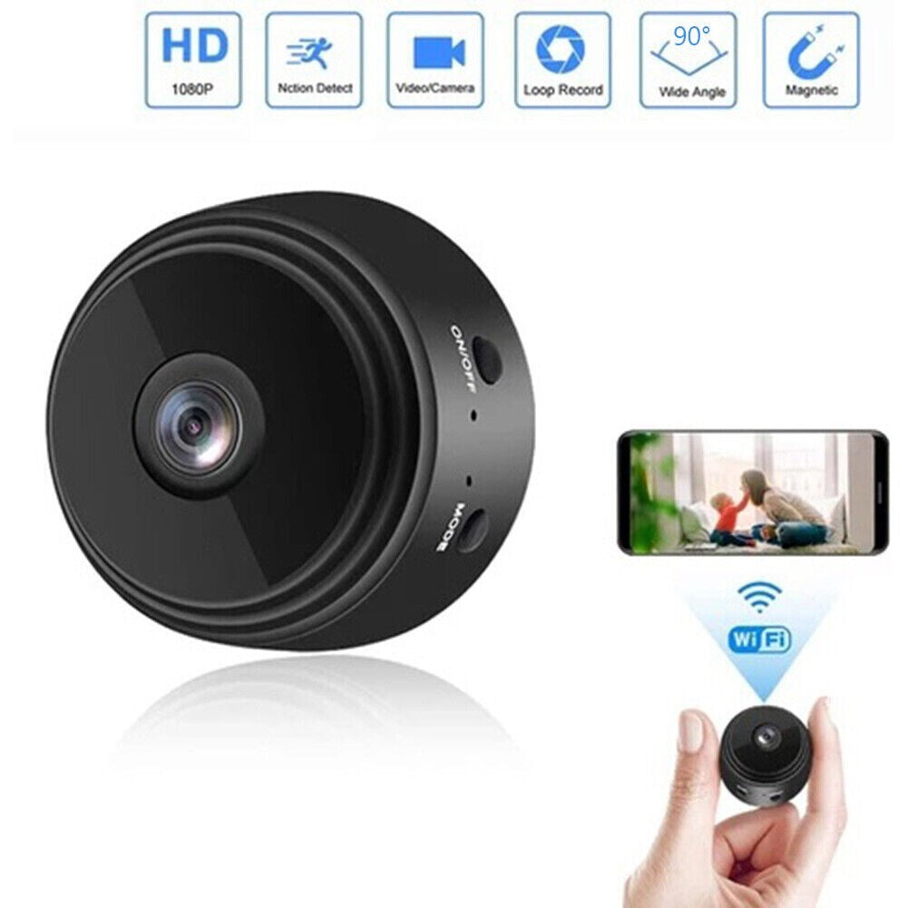 Mini CCTV Camera Wireless IP Wifi Indoor/Outdoor Camera HD Home Security - Black
