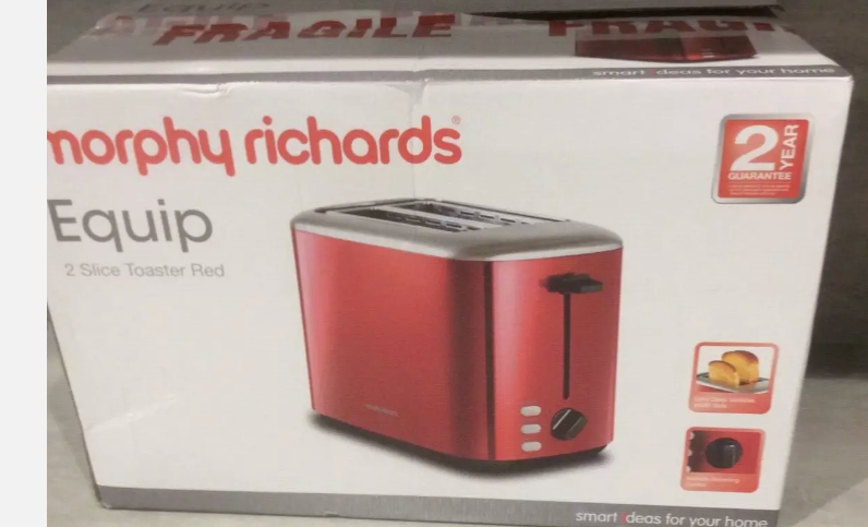Morphy Richards Equip Red 2 Slice Toaster - Defrost And Reheat Settings - 2 Slot
