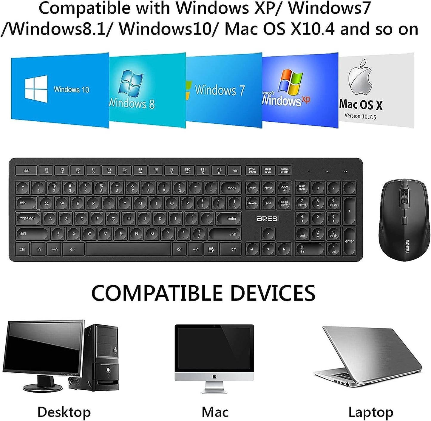 Wireless Keyboard and Mouse Set 2.4G Wireless Mouse and Keyboard US Layout USB