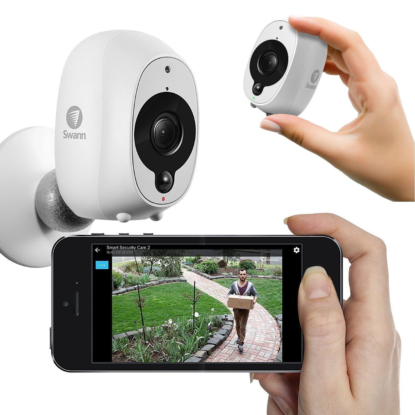 Swann Smart Wireless CCTV Camera 1080p HD Audio PIR Heat Motion Sensor 2 Pack