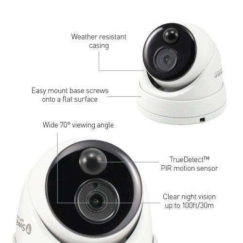 Swann CCTV Dome Camera PRO-1080MSD Heat Thermal Sensing 1080p Super HD PIR x2