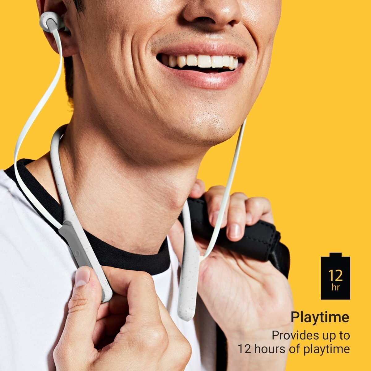 JAM Neckband Style Sport Wireless In-Ear Headphones - White & Grey 12 Hour Play