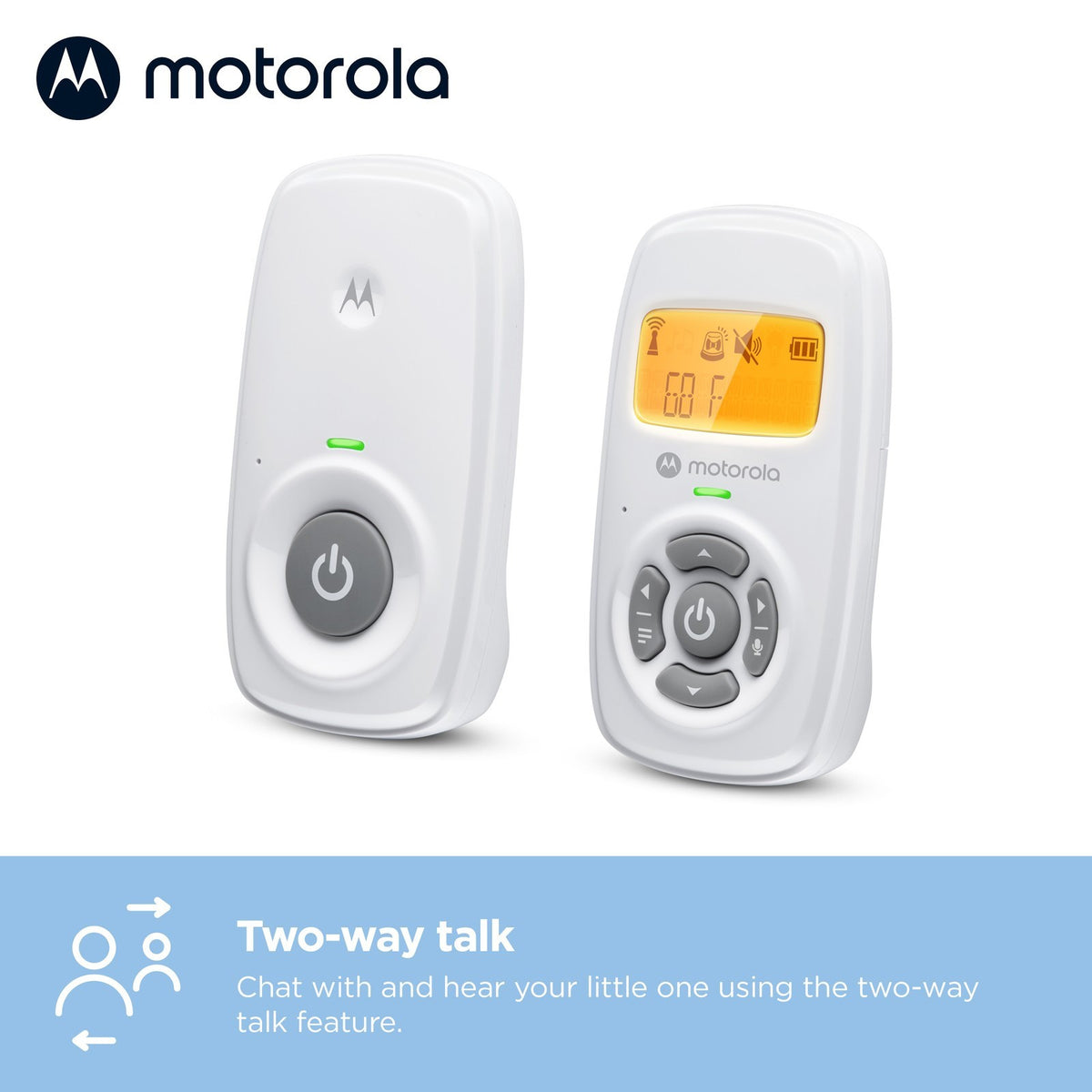 Motorola AM24 Audio Baby Monitor, Room Temperature Display & 2 way communication