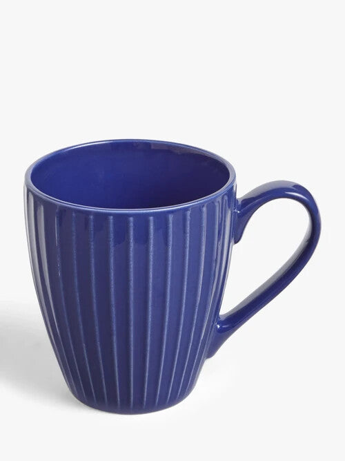 John Lewis ANYDAY Ribbed Stoneware For Coffee Tea Mugs Large Handled Gift 370ml