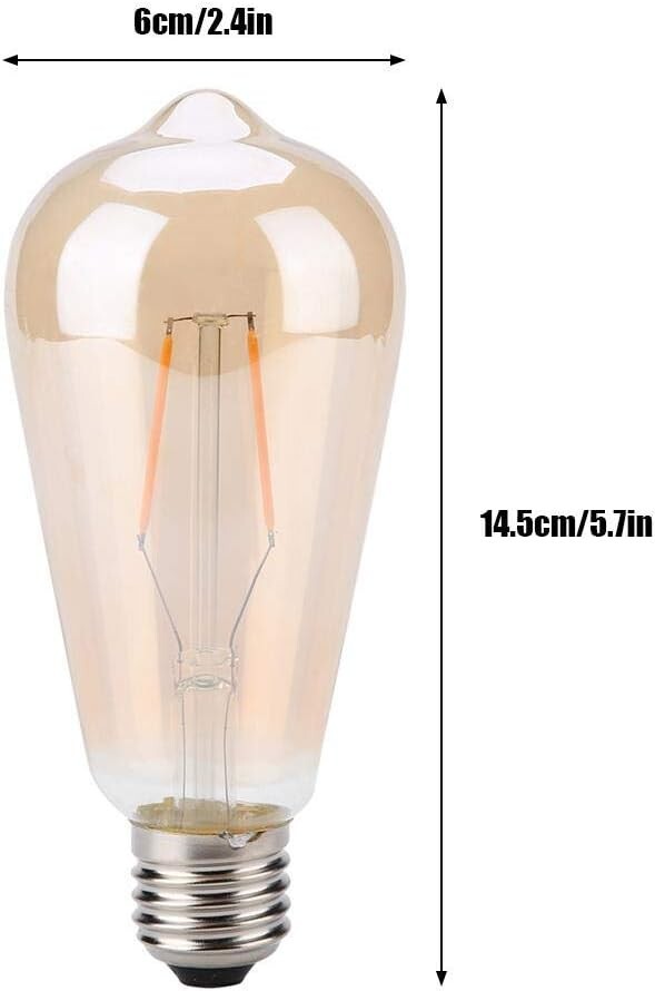 ST64 Vintage Filament Light Bulbs With E27 Edison Screw Cap 2200K Warm White