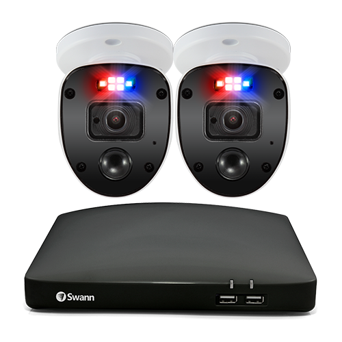 Swann DVR CCTV Kit DVR4 4680 4 Channel 1TB HDD 2x 1080SL Enforcer Lights Cameras