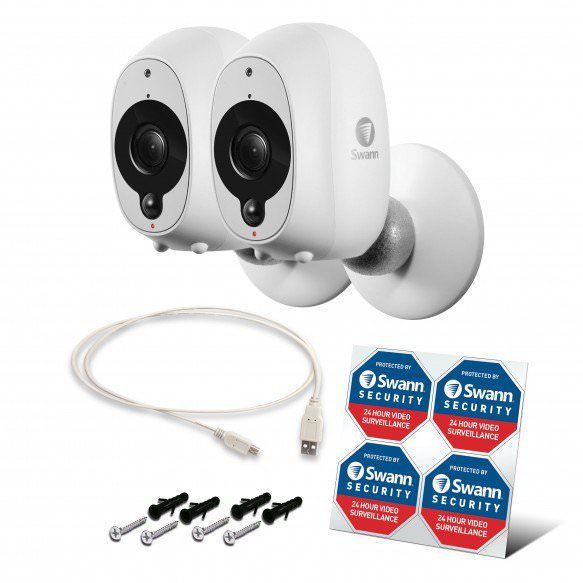 Swann Smart Wireless CCTV Camera 1080p HD Audio PIR Heat Motion Sensor 2 Pack