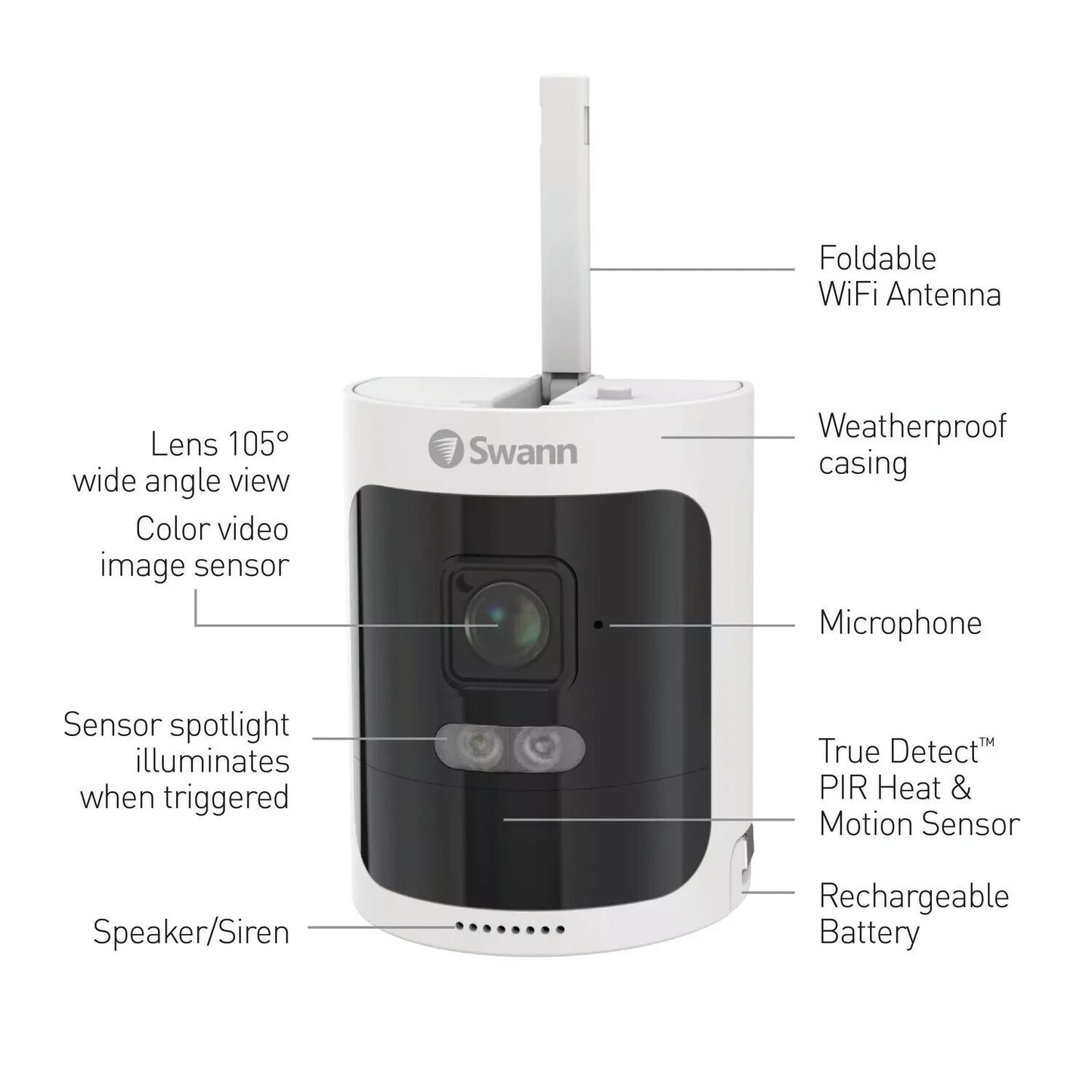 Swann SWNVW-600CMB Quad HD Wireless 2K HD Video 2-Way Talk Indoor or Outdoor