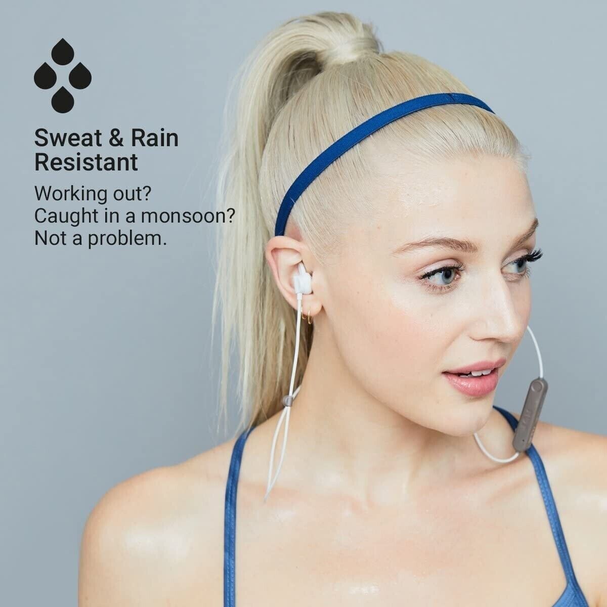 Jam Wireless Bluetooth 6 Hour Sport Sweat Resistant Lightweight - White & Grey