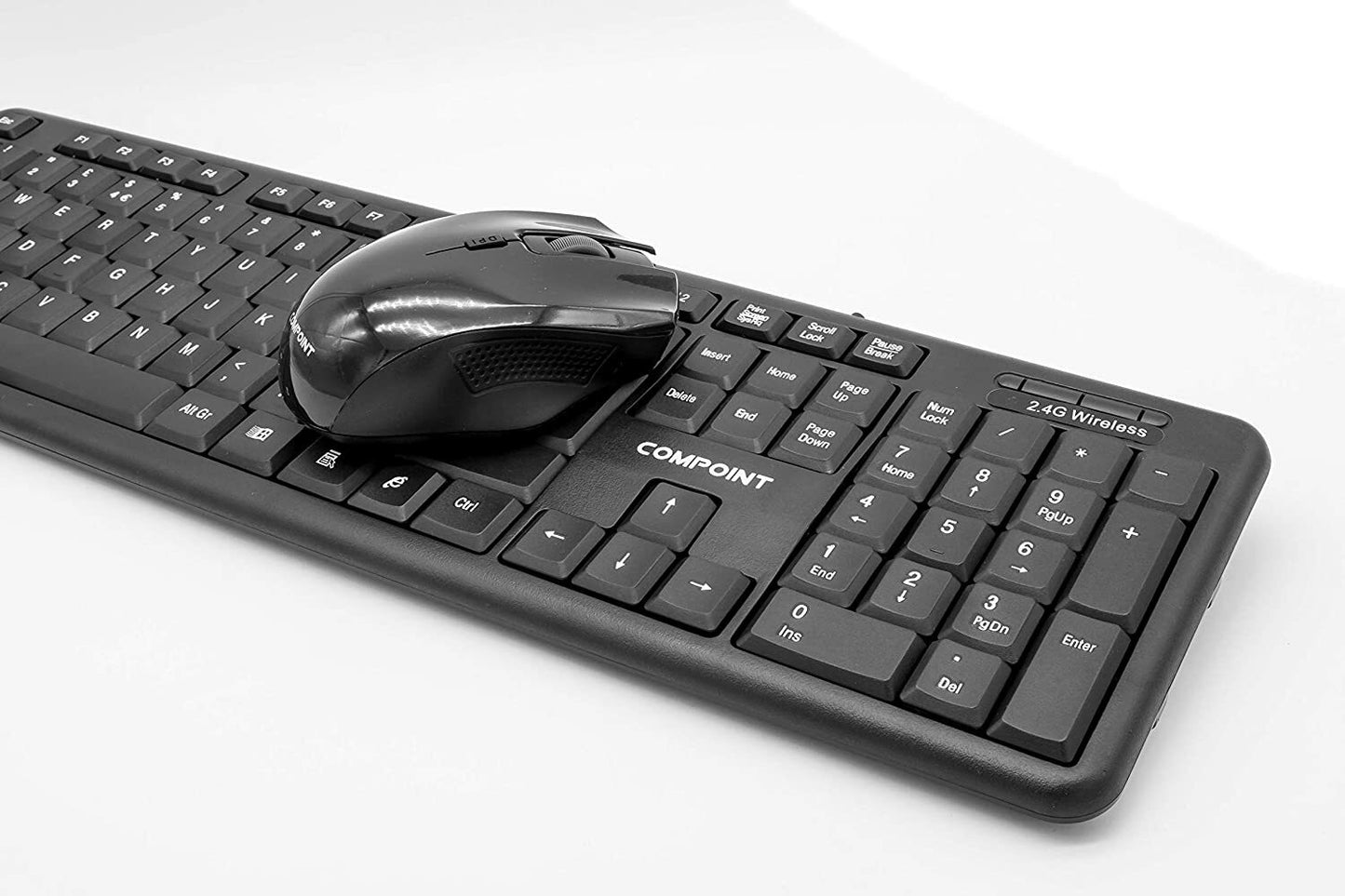 Compoint 2.4GHz Wireless Full-Size UK Keyboard & Mouse Combo Set USB Nano Dongle