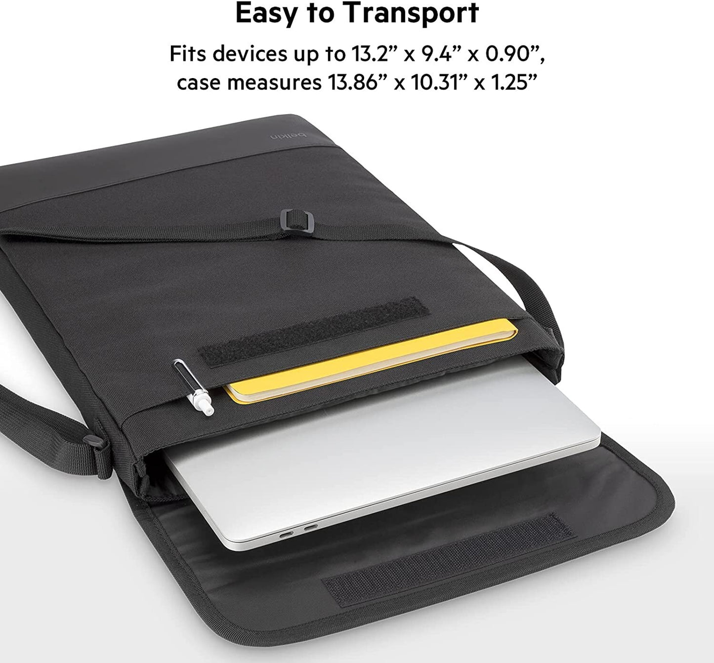 Belkin 14-15" Laptop Bag with Shoulder Strap – Fits MacBook, Dell, iPad – Black
