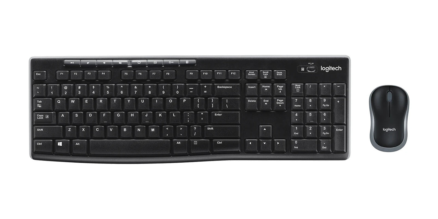 Logitech MK270 Wireless Keyboard 2.4GHz Mouse Set UK Layout QWERTY - Black
