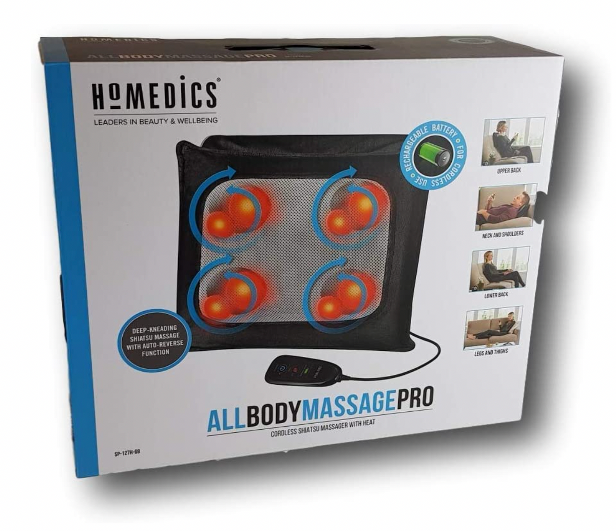 HoMedics Neck & Back Massage Muscle Therapy Wireless Cushion with Heat Nodes