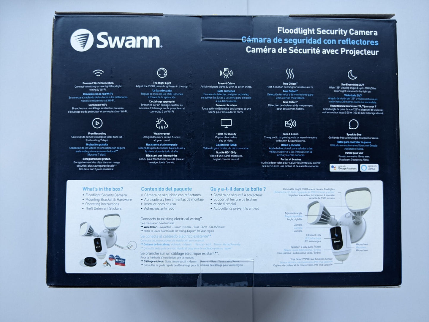Swann Floodlight Cam Security Smart Camera Full HD 1080p WiFi Gen 2 Wired White