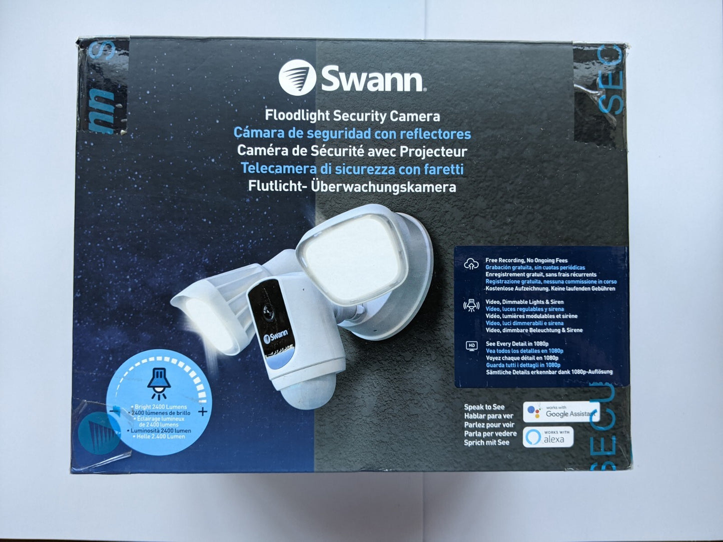 Swann SWIFI-FLOCAM2W Floodlight 1080P FHD CCTV Security Camera with 2-Way Talk