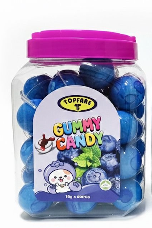 Gummy Candy Jars Juicy liquid Filled Sweets 50 x 18g pieces Blueberry Halal