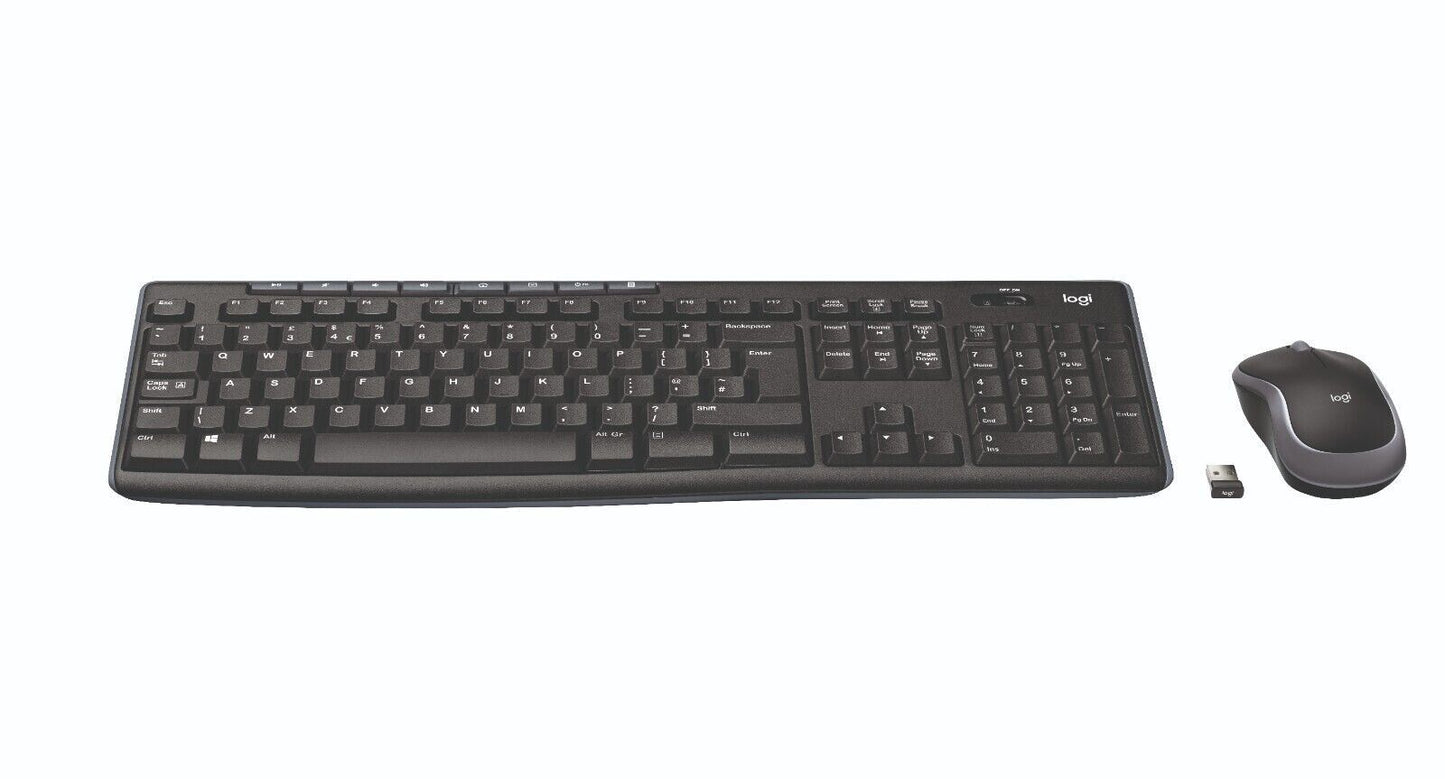 Logitech MK270 Wireless Keyboard 2.4GHz Mouse Set UK Layout QWERTY - Black