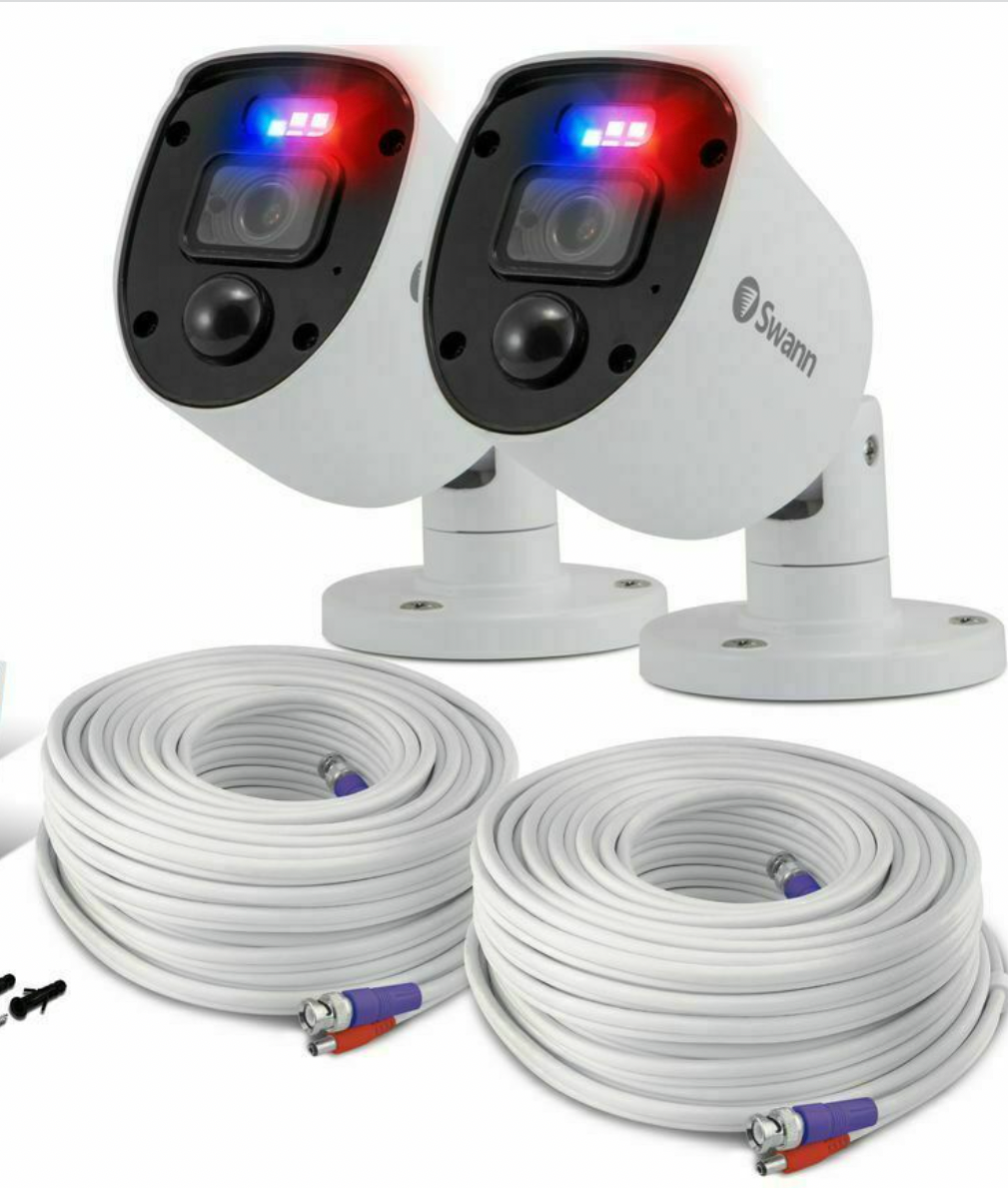 Swann Enforcer CCTV Camera 1080SL HD Police Style Flashing Lights Spotlights x2