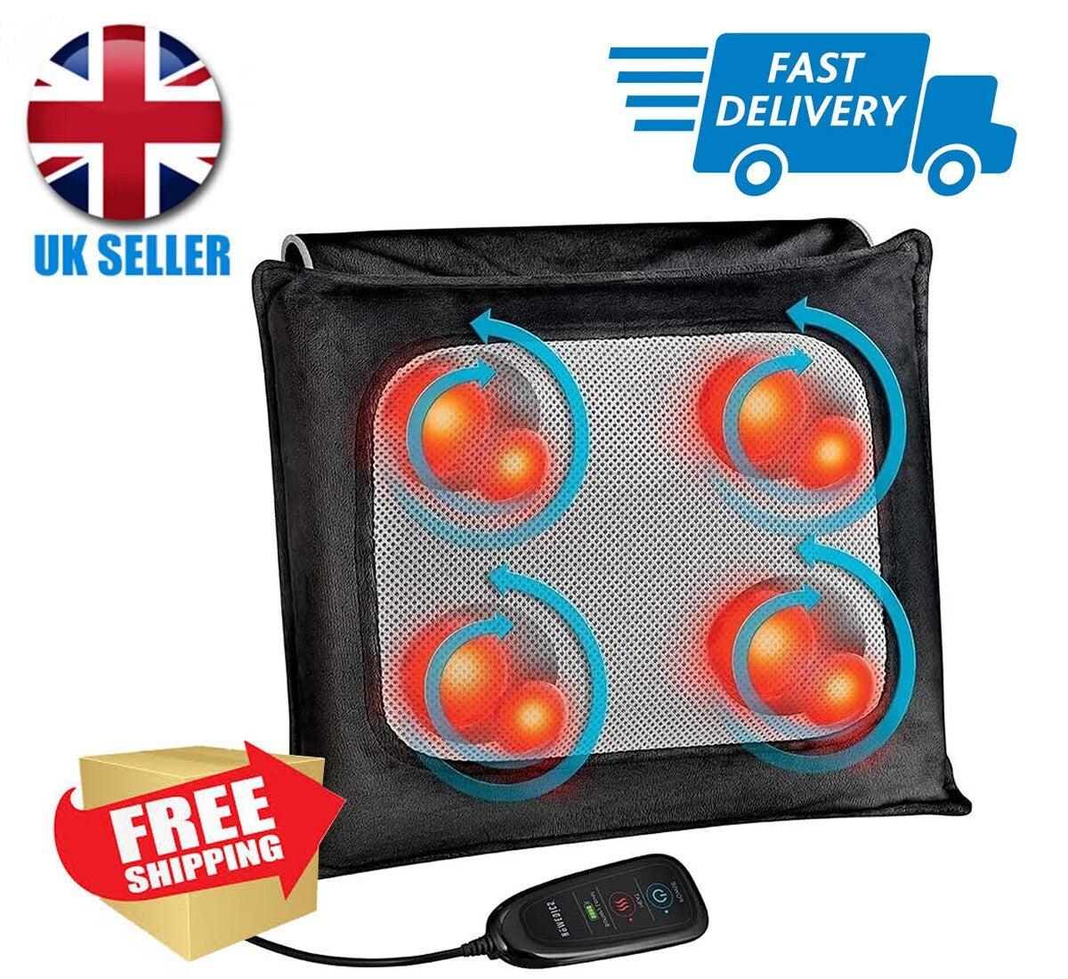 HoMedics Neck & Back Massage Muscle Therapy Wireless Cushion with Heat Nodes