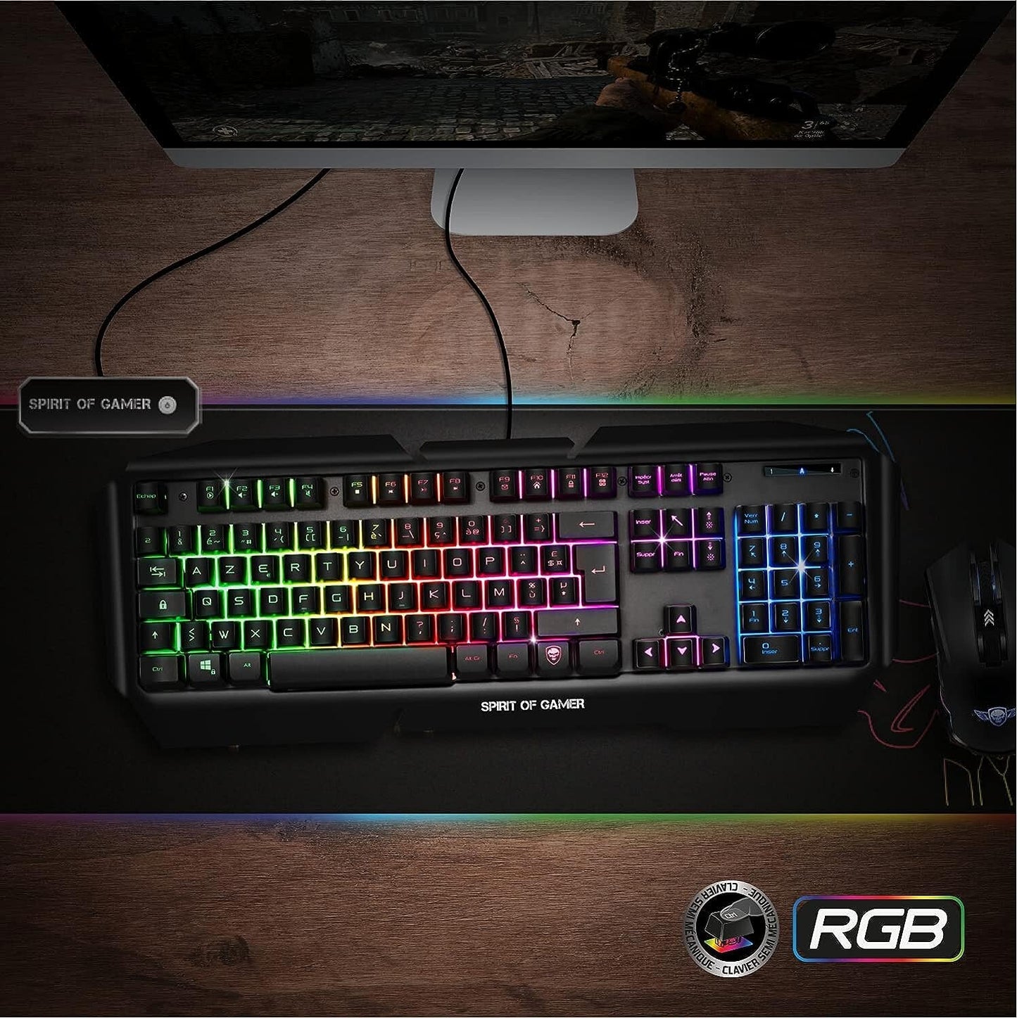 SPIRIT OF GAMER PRO-K5 AZERTY Gaming Keyboard 19 Anti-Ghosting Keys With RGB