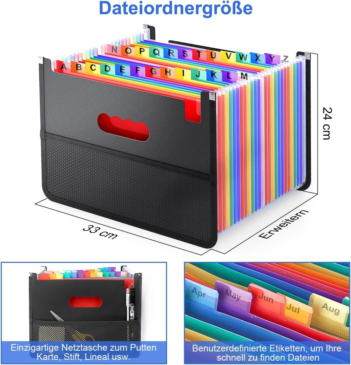 Expanding File Folder A4 Accordion Wallet with 13/26 Pockets File Organizer