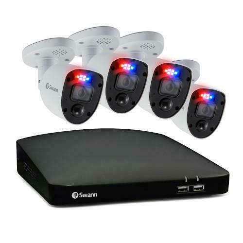 Swann DVR CCTV Kit 5680 8 Channel 4K UHD 2TB HDD Enforcer Warning Light 4 Camera