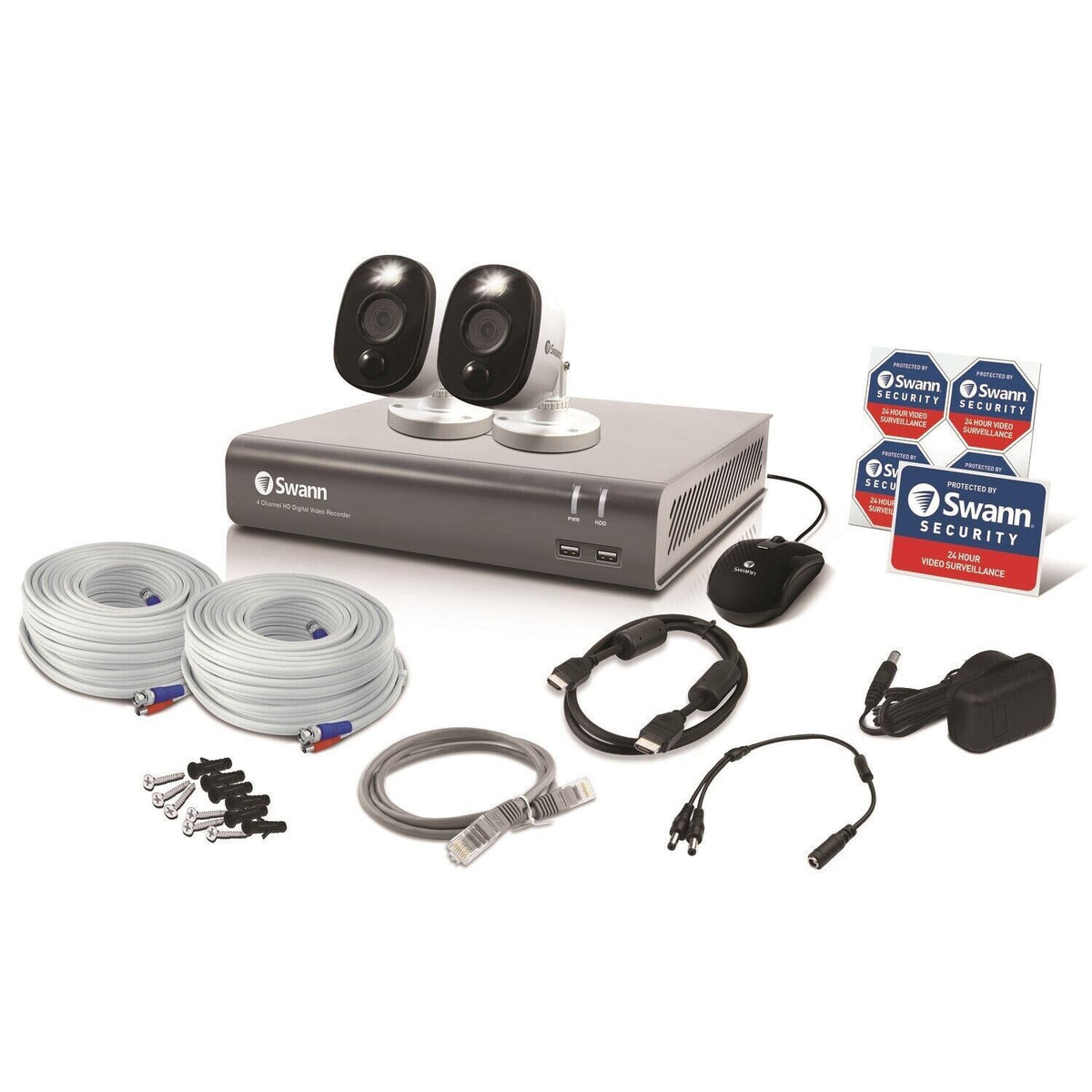Swann DVR8 4580 8 Channel DVR 2x 1080MSFB HD Motion Cameras CCTV Kit 1TB HDD