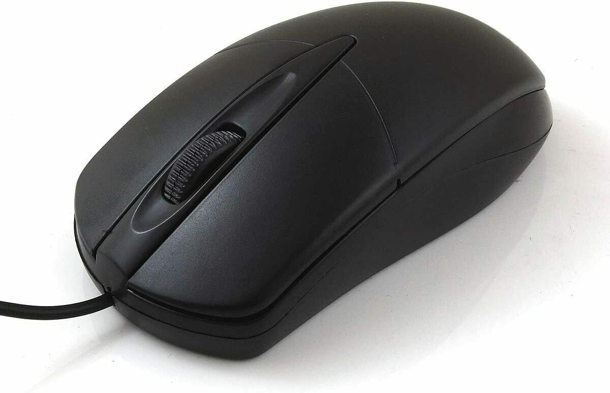 Wired USB Mouse For PC Laptop Computer Optical Scroll Wheel Black Full Size