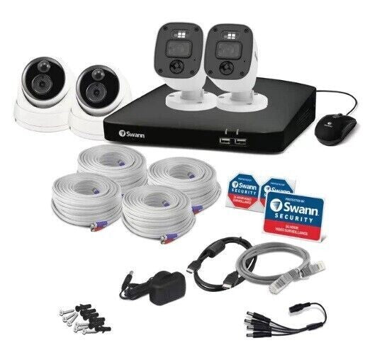 Swann DVR 4680 4 Channel 1TB 2x 1080MQB 2x1080MSD Camera Audio CCTV Enforcer Kit