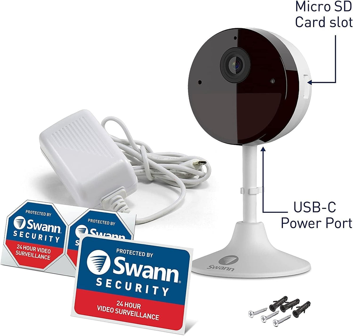 Swann SWIFI-2KICAM Wi-Fi 2K Indoor Motion Security Camera 2 Way Audio Wireless