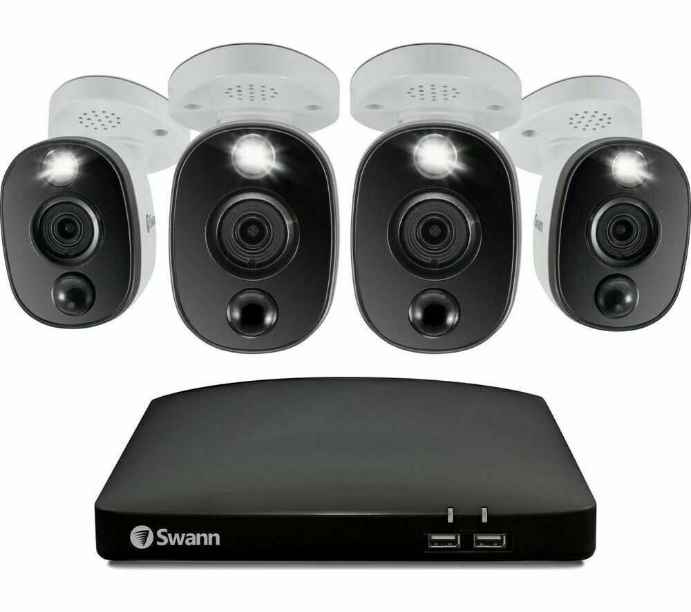 Swann 4K CCTV Camera Kit DVR 8-5680 8 Channel 1TB 4 x PRO-4KWLB Spotlight Siren