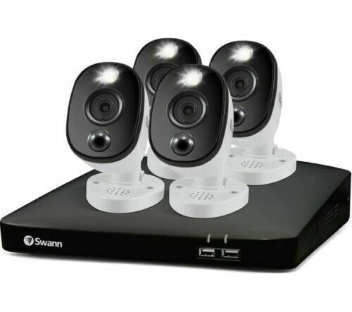 Swann 4K CCTV Camera Kit DVR 8-5680 8 Channel 1TB 4 x PRO-4KWLB Spotlight Siren