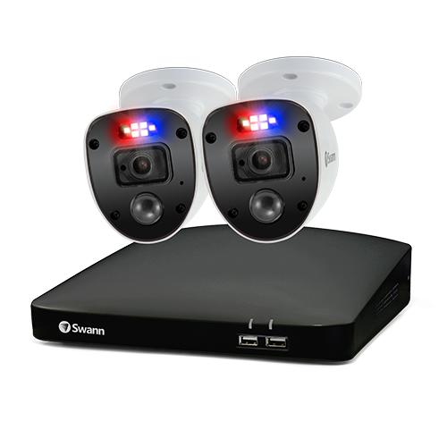 Swann DVR CCTV Kit DVR4 4680 4 Channel 1TB HDD 2x 1080SL Enforcer Lights Cameras