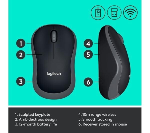 Logitech MK270 Wireless Keyboard 2.4GHz Mouse Set UK Layout QWERTY - Black