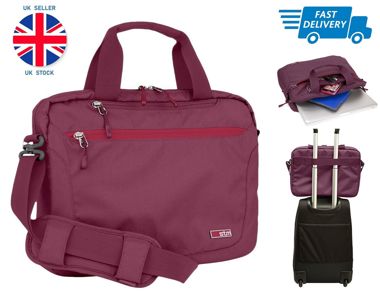 STM Laptop Bag Sleeve Case Cover With Shoulder Strap For MacBook/iPad/Dell - Red