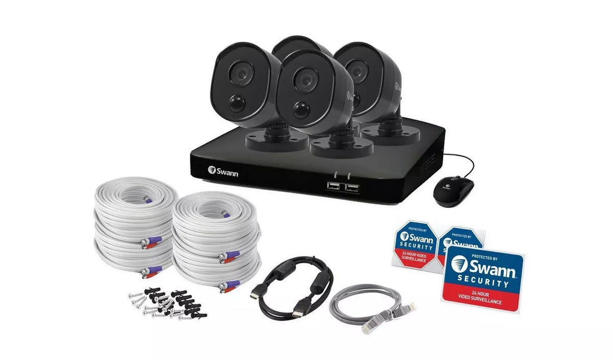 Swann DVR 4680 4 Channel 4x 1080p Black MSB HD Camera Heat Motion CCTV Kit