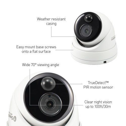 Swann Dome CCTV Camera PRO-3MPMSD Heat Thermal Sensing 1080p Super HD PIR 3MP