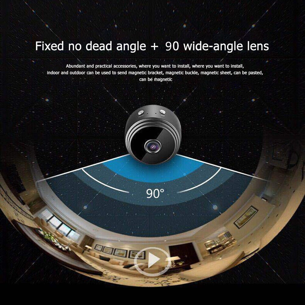 Mini CCTV Camera Wireless IP Wifi Indoor/Outdoor Camera HD Home Security - Black