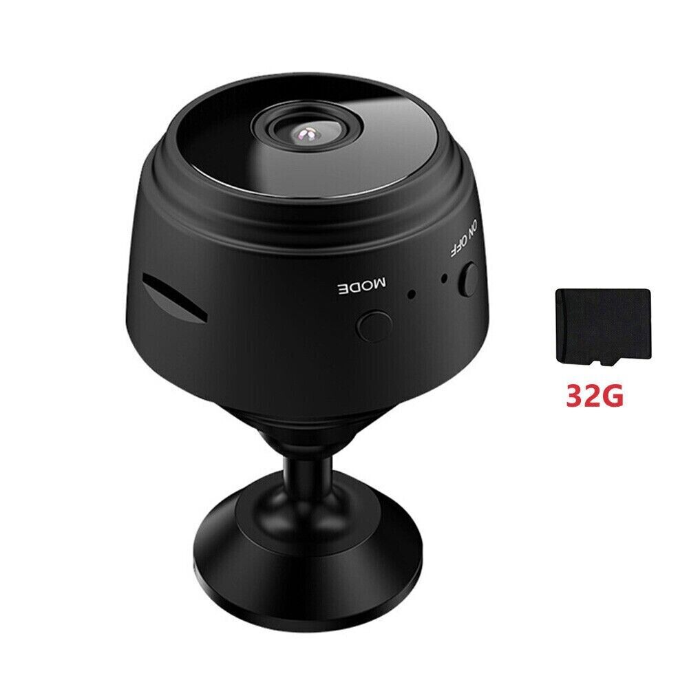 Mini CCTV Camera Wireless IP Wifi Indoor/Outdoor Camera HD Home Security - Black