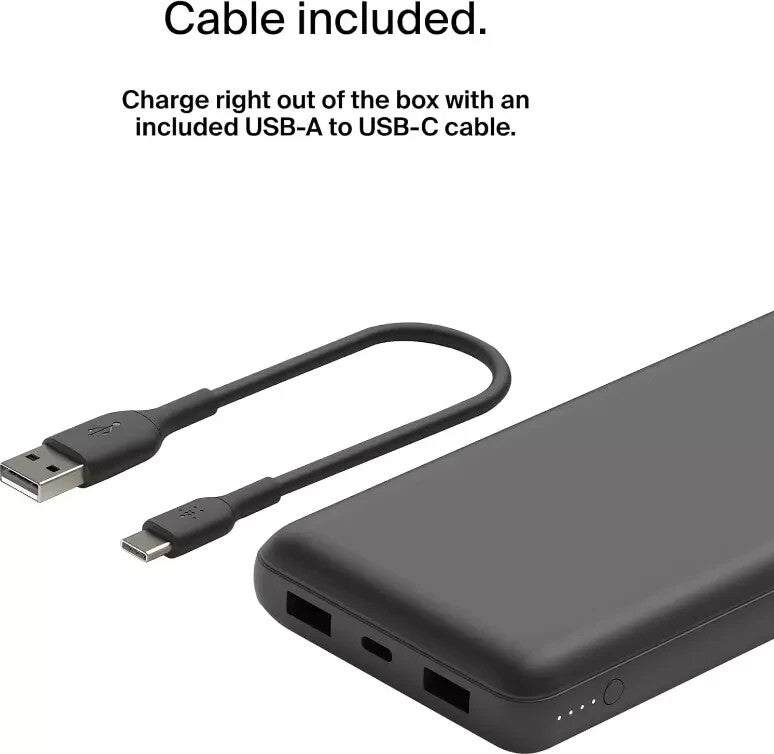 Belkin Boost Charge 3-Port Power Bank 10K + USB-A to USB-C Cable
