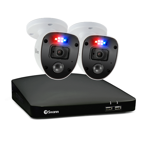 Swann DVR CCTV Kit DVR4 4680 4 Channel 1TB HDD 2x 1080SL Enforcer Lights Cameras