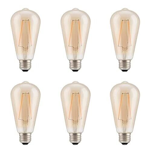 ST64 Vintage Filament Light Bulbs With E27 Edison Screw Cap 2200K Warm White