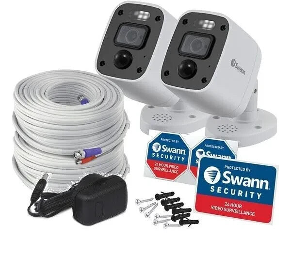 SWANN ENFORCER SWPRO-4KMQBPK2 WHITE WIRED 4K INDOOR & OUTDOOR BULLET 2X CAMERAS